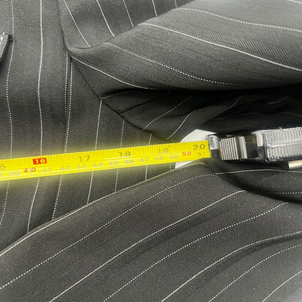 Tahari Arthur S Levine Mens Black Pinstripe Herringbone Pant Suit Blazer Size 8 - Picture 5 of 16